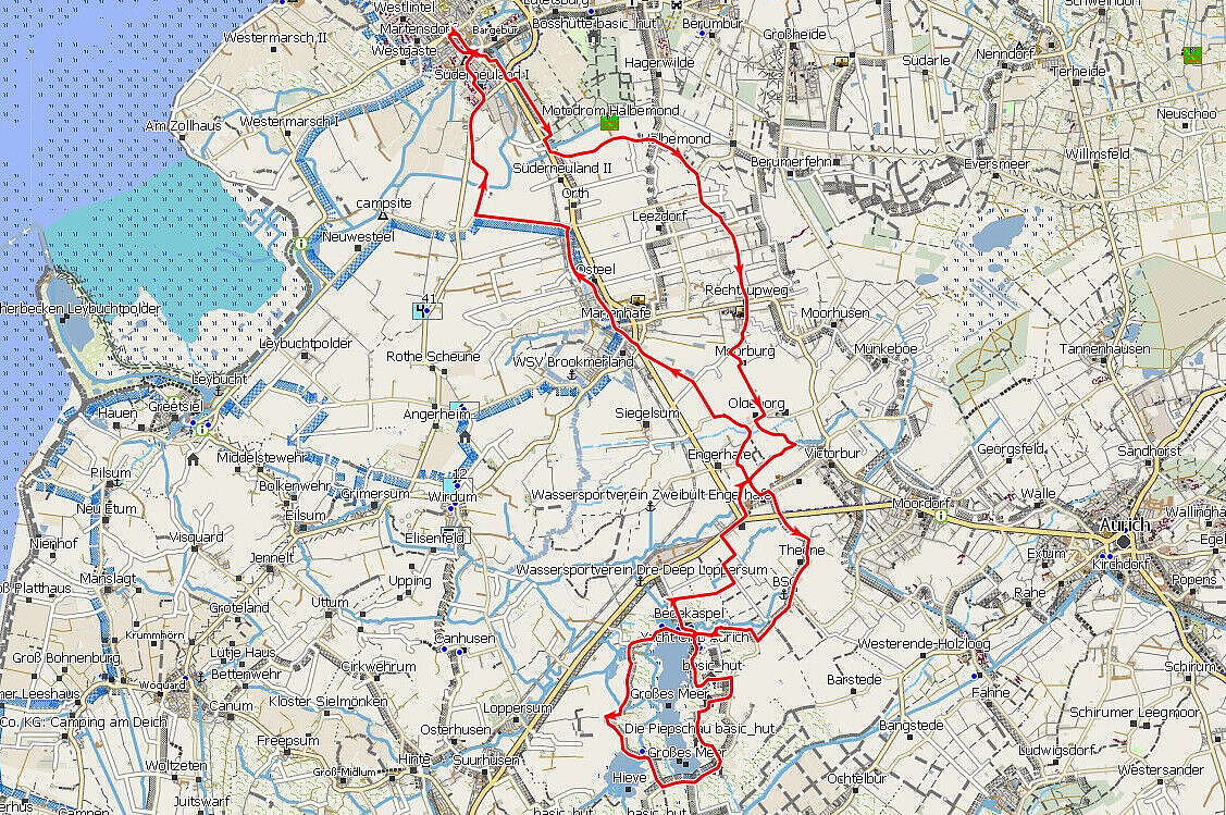 Tour 9 Großes Meer - Streckenkarte